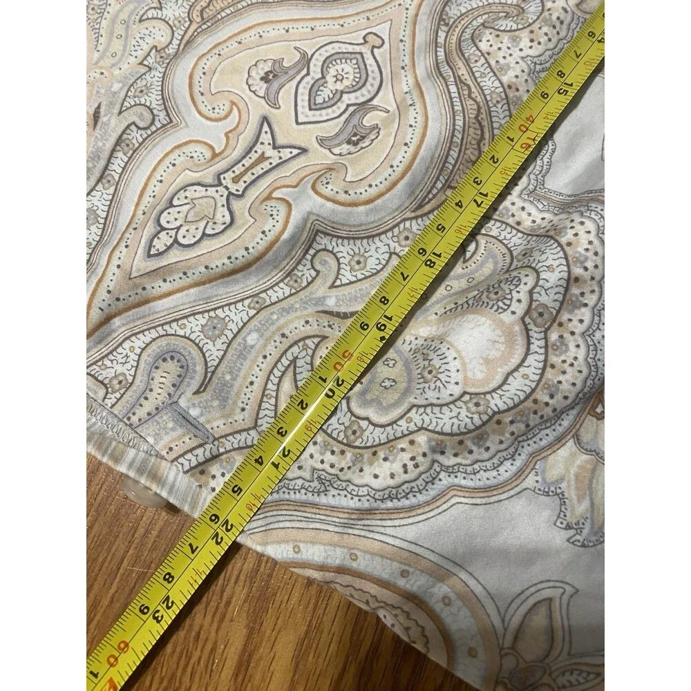 Rose Tree Home Paisley Pillow Sham Blue Peach Brown Beige Cotton Buttons Tie Set